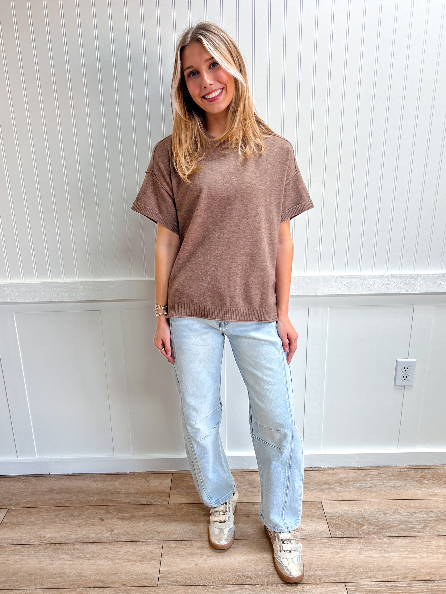 Jules Crew Neck Knit T-Shirt-Bluivy-Tops Collection-The Twisted Chandelier