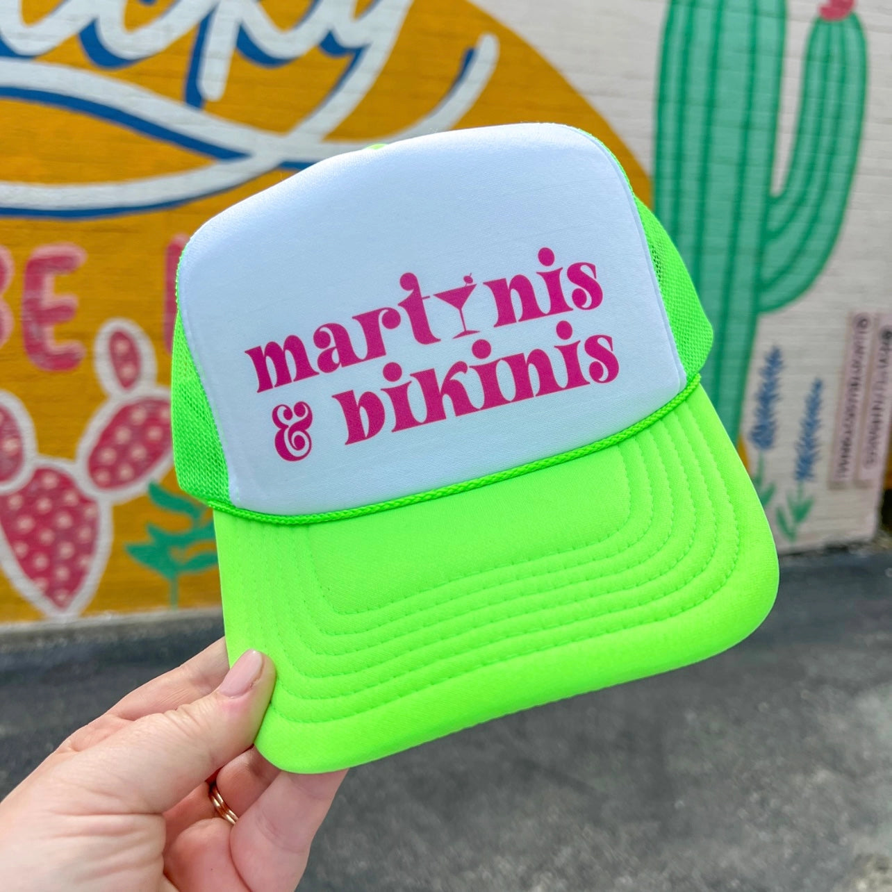 Martinis and Bikinis Snapback Foam Trucker Hat-Trucker Hat-Turquoise & Tequila-CR 04/21/25-The Twisted Chandelier
