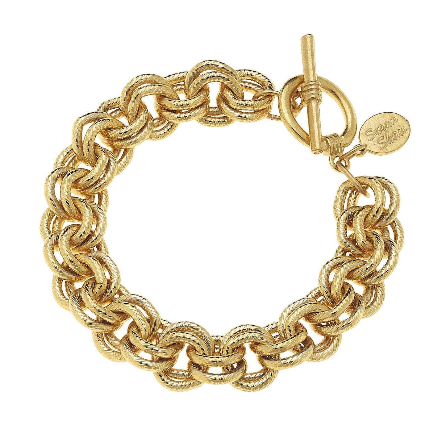 Susan Shaw Gold Double Link Chain Bracelet-Susan Shaw-The Twisted Chandelier