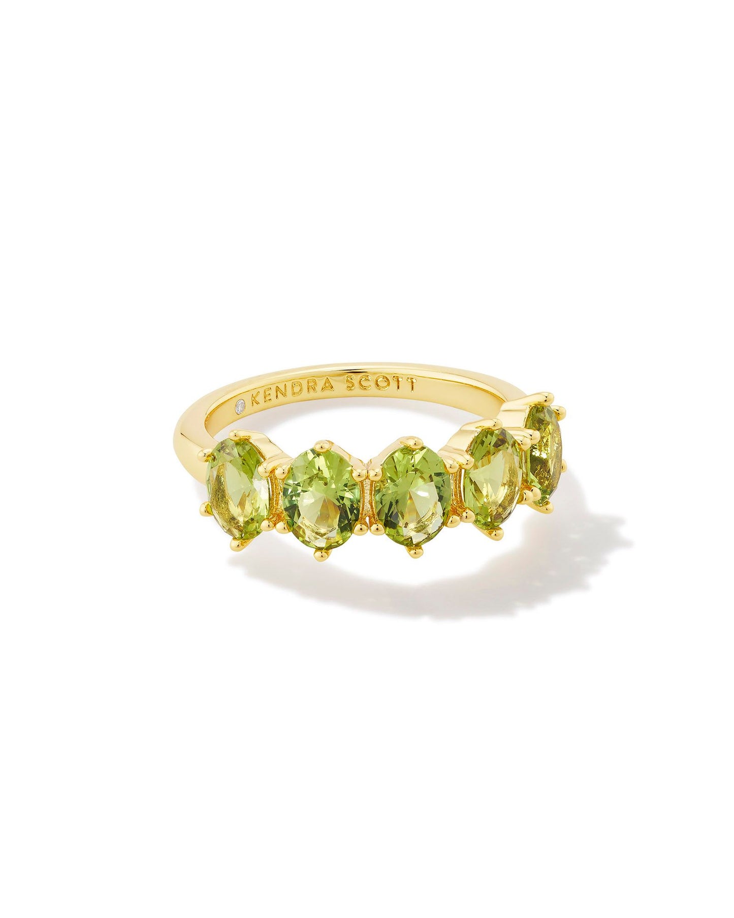 Kendra Scott Cailin Crystal Band Ring Gold Green Peridot Crystal Size 6-Rings-Kendra Scott-R1313GLD-The Twisted Chandelier