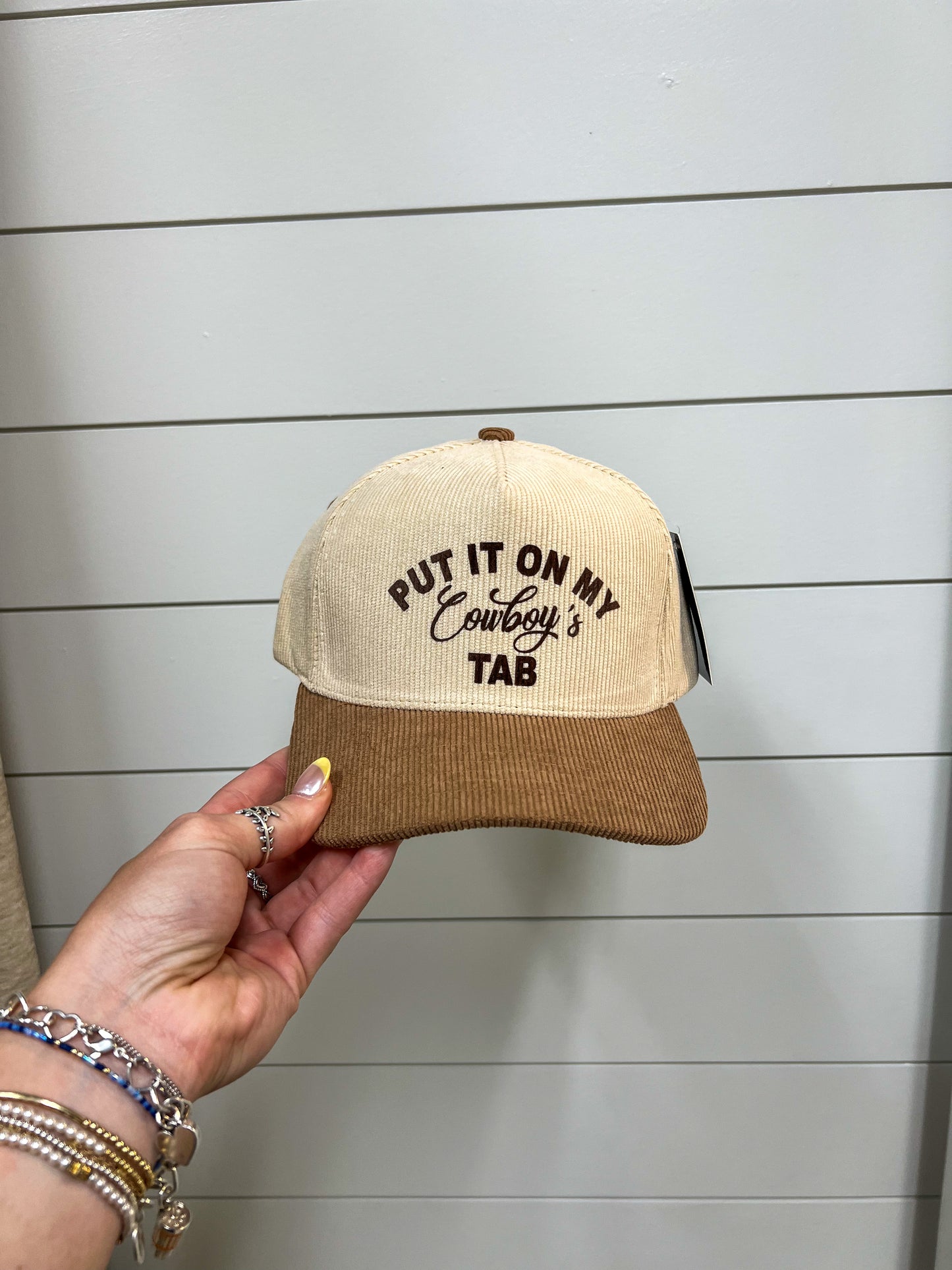 Put It On My Cowboy's Tab Corduroy Cap-Fashion City-fd 08/08/25-The Twisted Chandelier