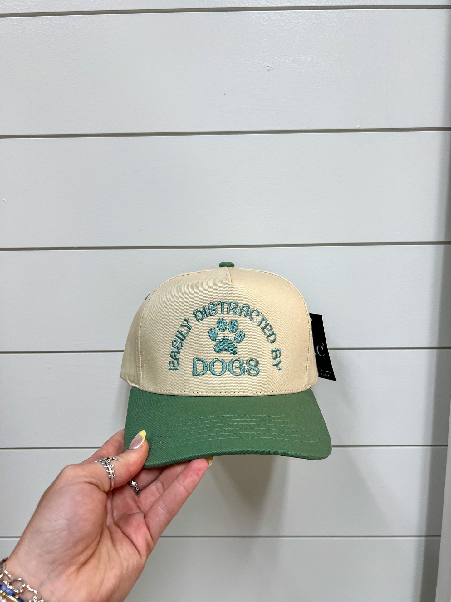 Easily Distracted By Dogs Embroidered Trucker Hat-Fashion City-fd 08/08/25-The Twisted Chandelier