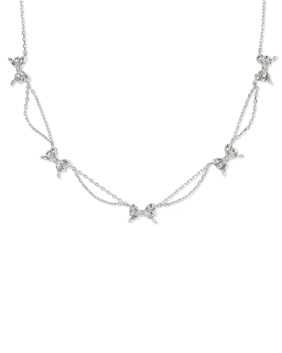 Kendra Scott Bow Strand Necklace Silver-Kendra Scott-N01347RHD-The Twisted Chandelier