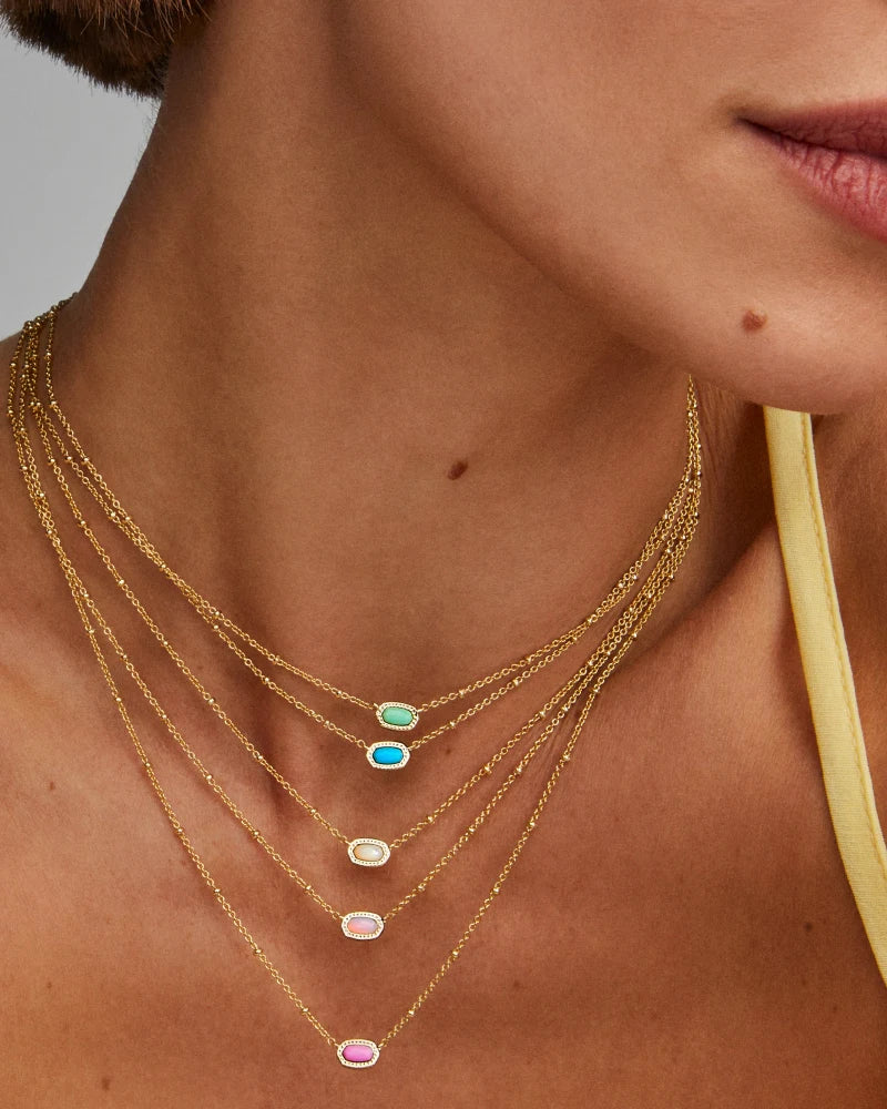 Kendra Scott Mini Elisa Satellite Short Pendant Necklace Gold Turquoise Magnesite-Necklaces-Kendra Scott-N00454GLD-The Twisted Chandelier