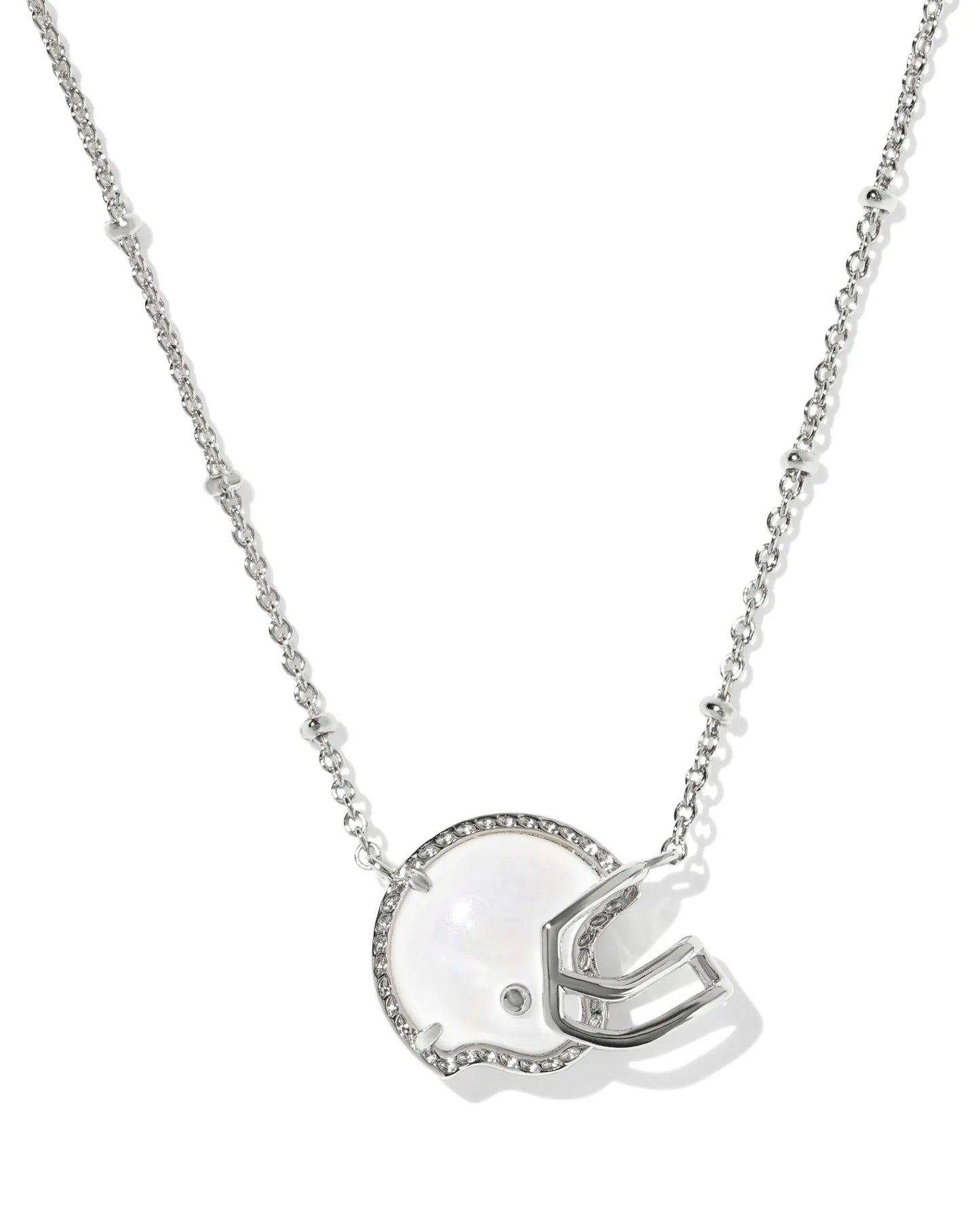 Kendra Scott Football Helmet Short Pendant Necklace Silver Ivory Mother Of Pearl-Necklaces-Kendra Scott-08/21/25,N01234RHD-The Twisted Chandelier