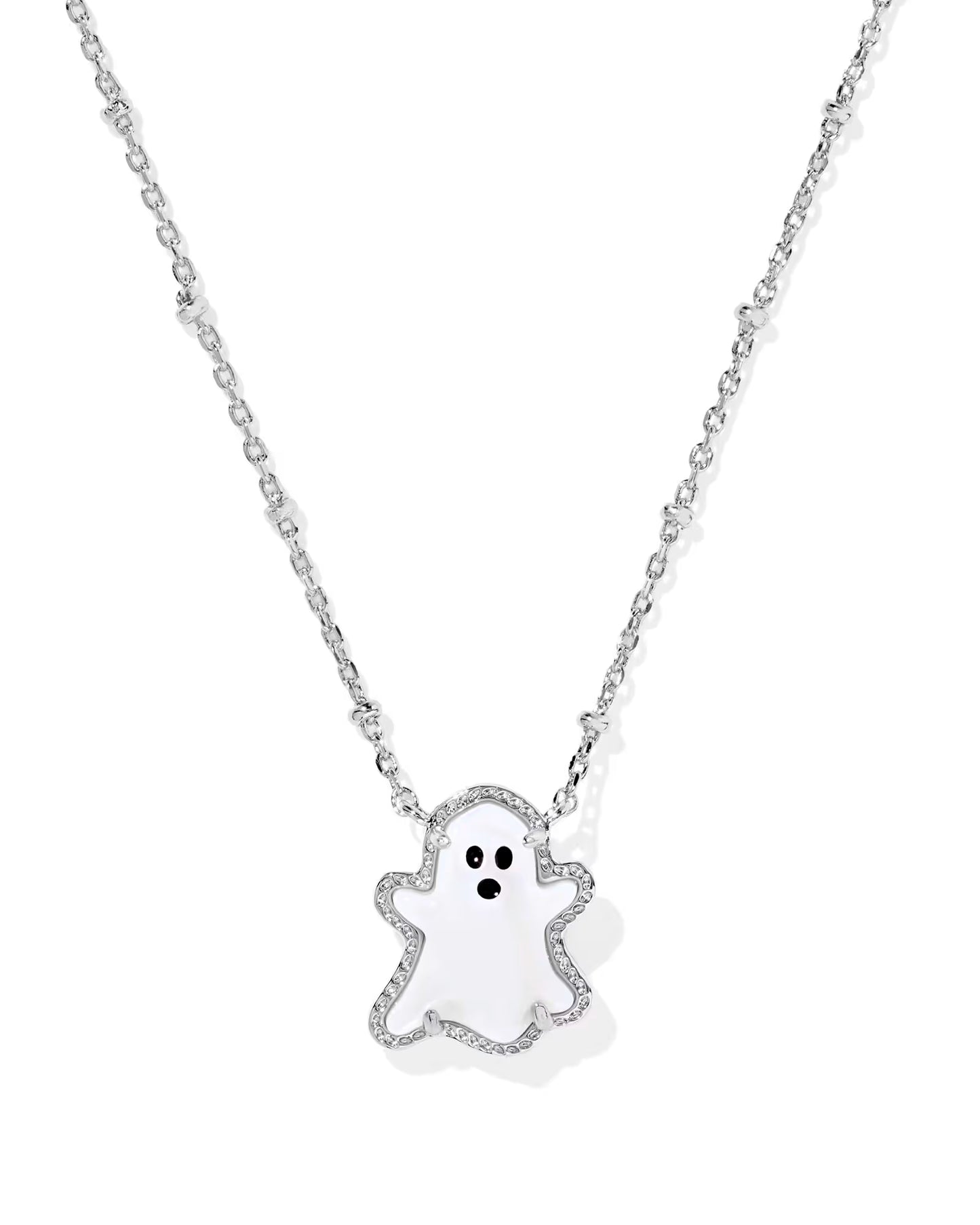 Kendra Scott Ghost Short Pendant Necklace Silver White Mother Of Pearl-Necklaces-Kendra Scott-N01228RHD-The Twisted Chandelier