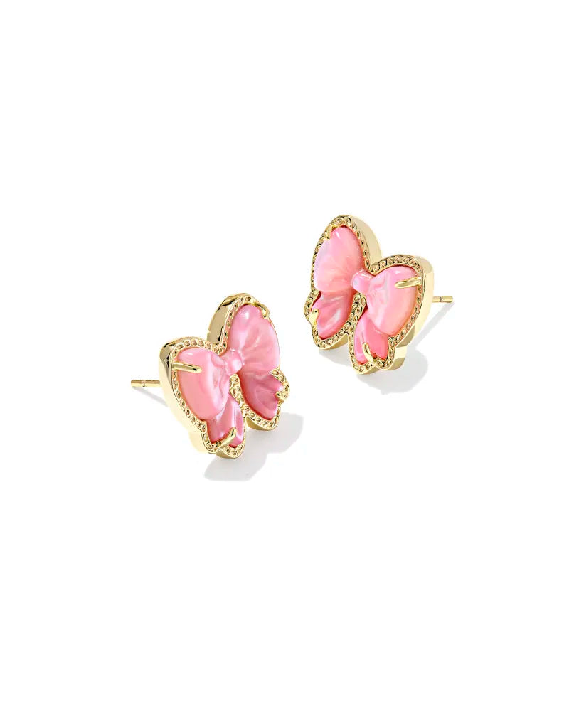 Kendra Scott Haley Bow Stud Earrings Gold Blush Ivory Mother Of Pearl-Earrings-Kendra Scott-08/21/25,E00843GLD-The Twisted Chandelier