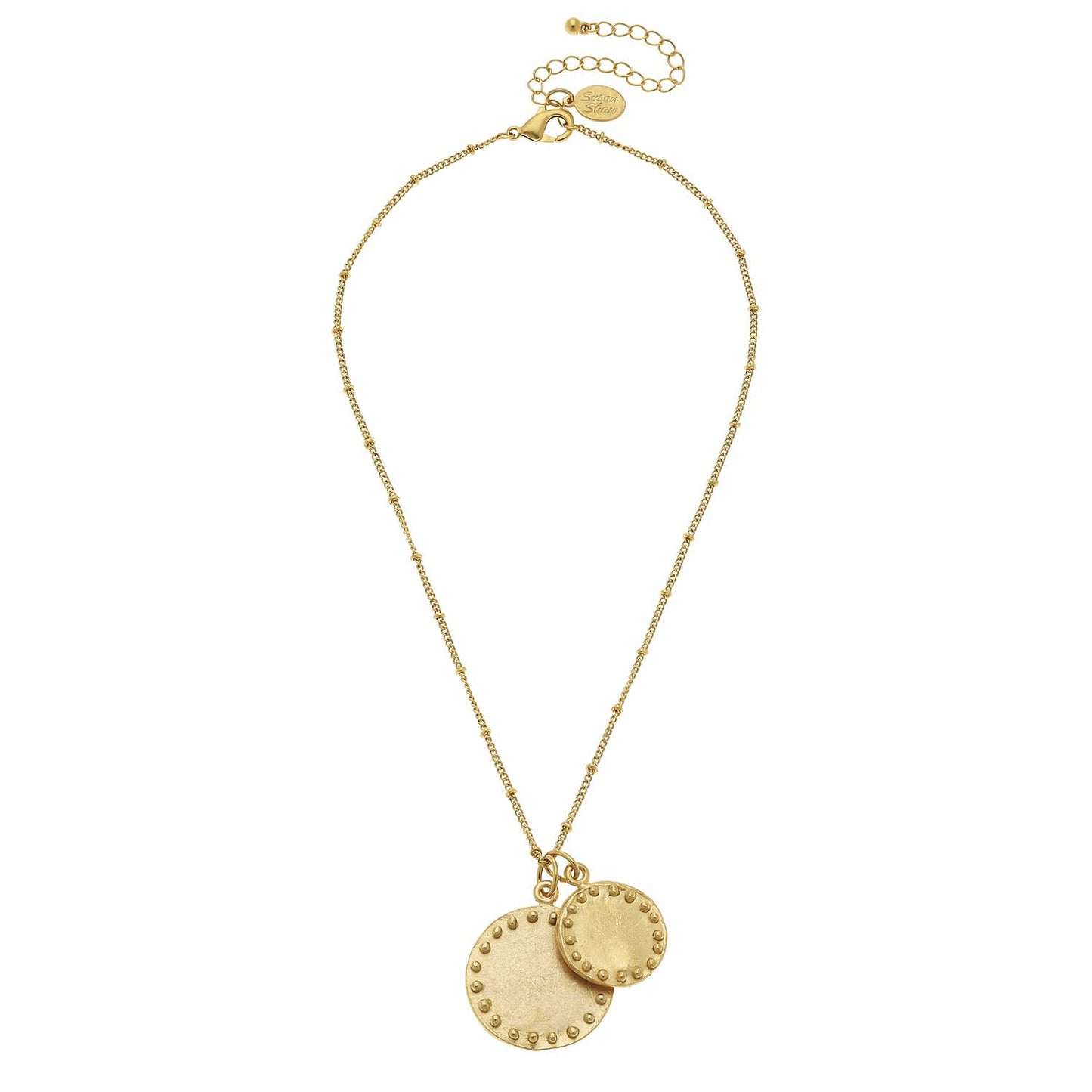Susan Shaw Gold Double Circle with Dots Chain Necklace-Susan Shaw-The Twisted Chandelier
