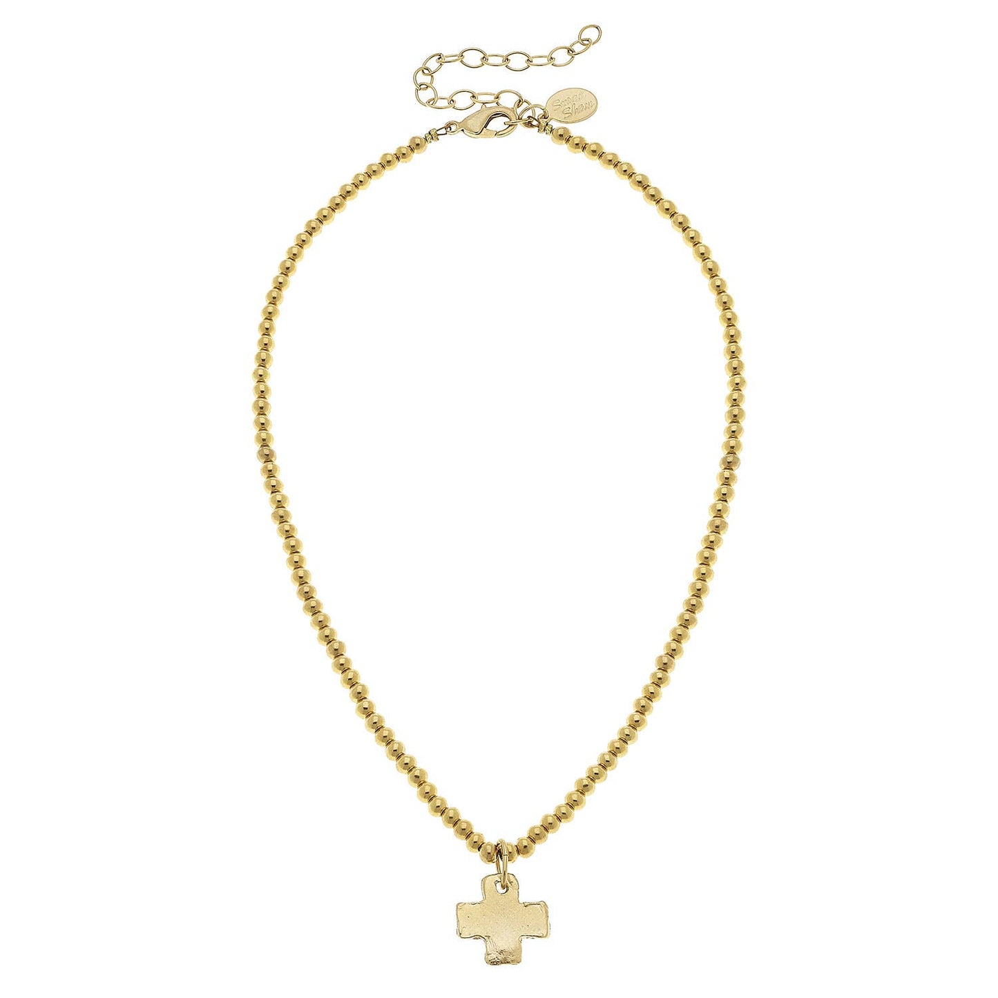 Susan Shaw Gold Cross on Gold Beaded Necklace-Susan Shaw-The Twisted Chandelier