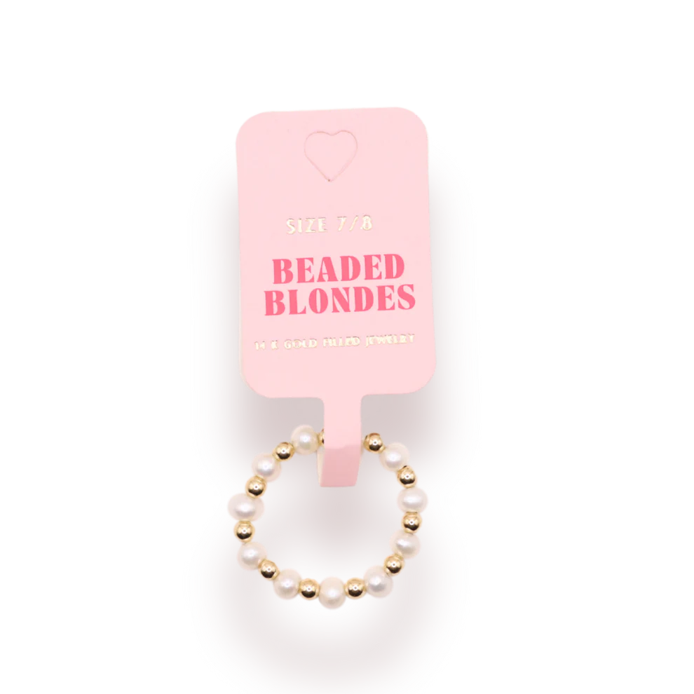 Coastal Pearl Ring-Beaded Blondes-The Twisted Chandelier