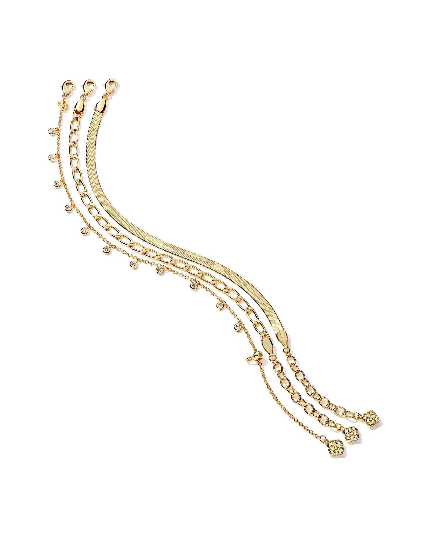 Kendra Scott Kassie Set of 3 Chain Bracelet Gold Metal-Bracelets-Kendra Scott-B1417GLD-The Twisted Chandelier