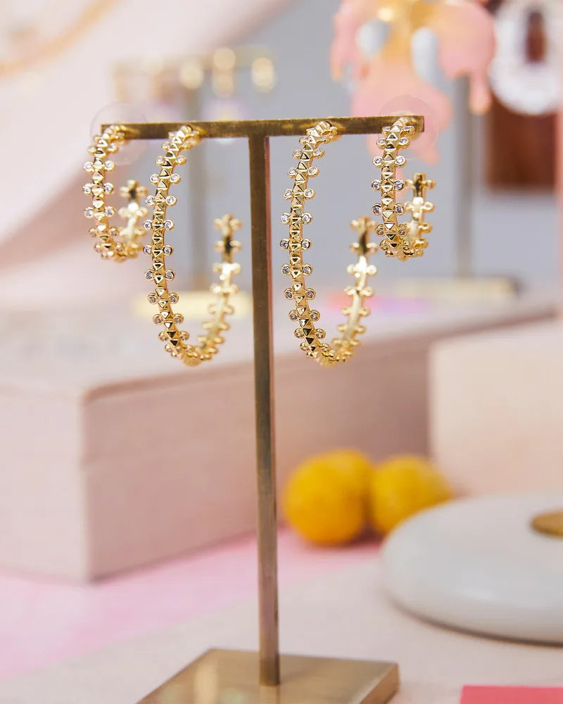 Kendra Scott Jada Small Hoop Earrings Gold White Crystal-Earrings-Kendra Scott-E00403GLD-The Twisted Chandelier