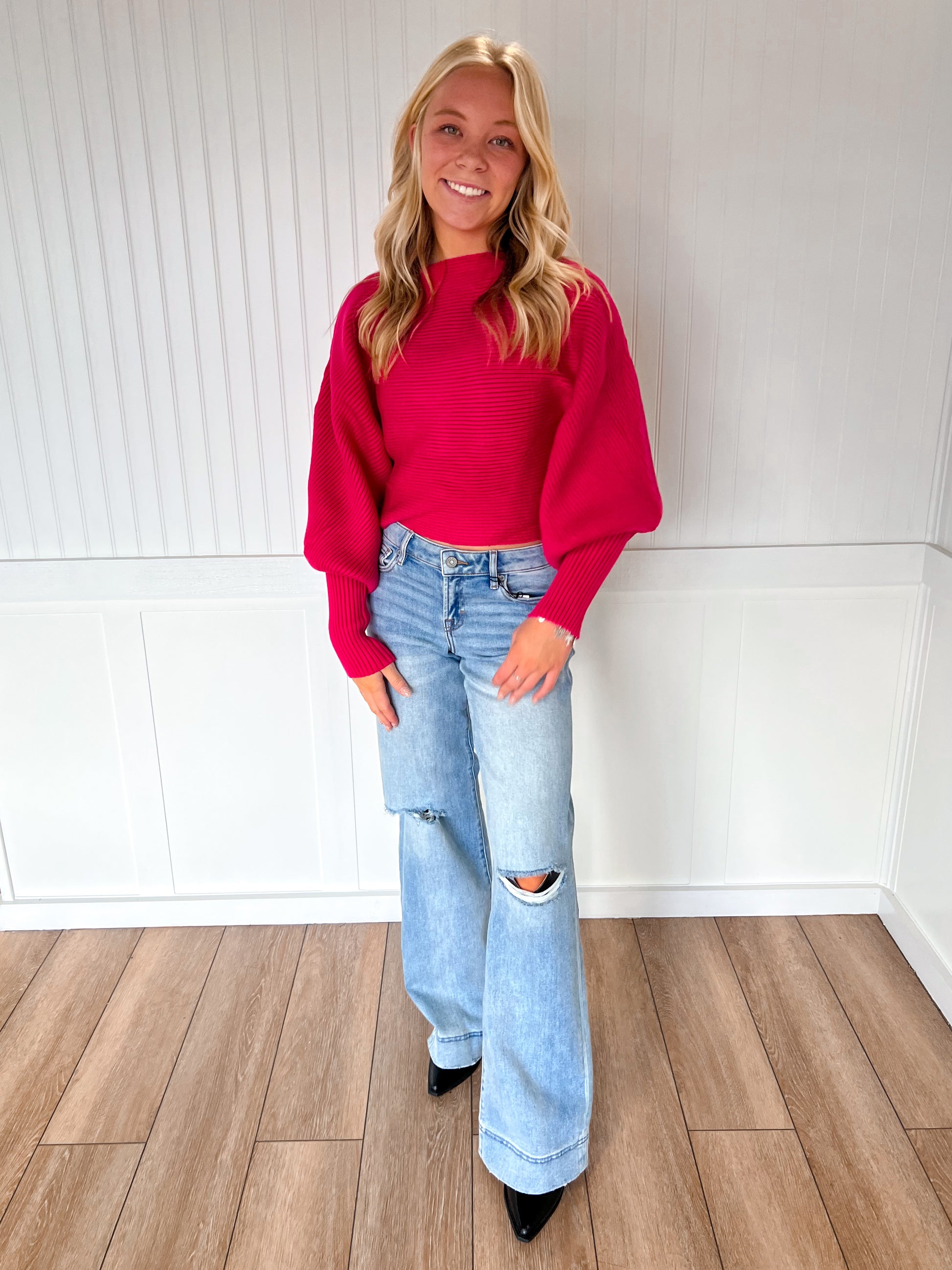 Hollie Boat Neck Elegant Ribbed Knitted Loose Sweater-Vine & Love-Tops Collection-The Twisted Chandelier