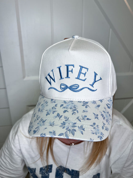 AUNTIE or WIFEY Foral Embroidered Canvas Hat-Southern N Savvy-The Twisted Chandelier