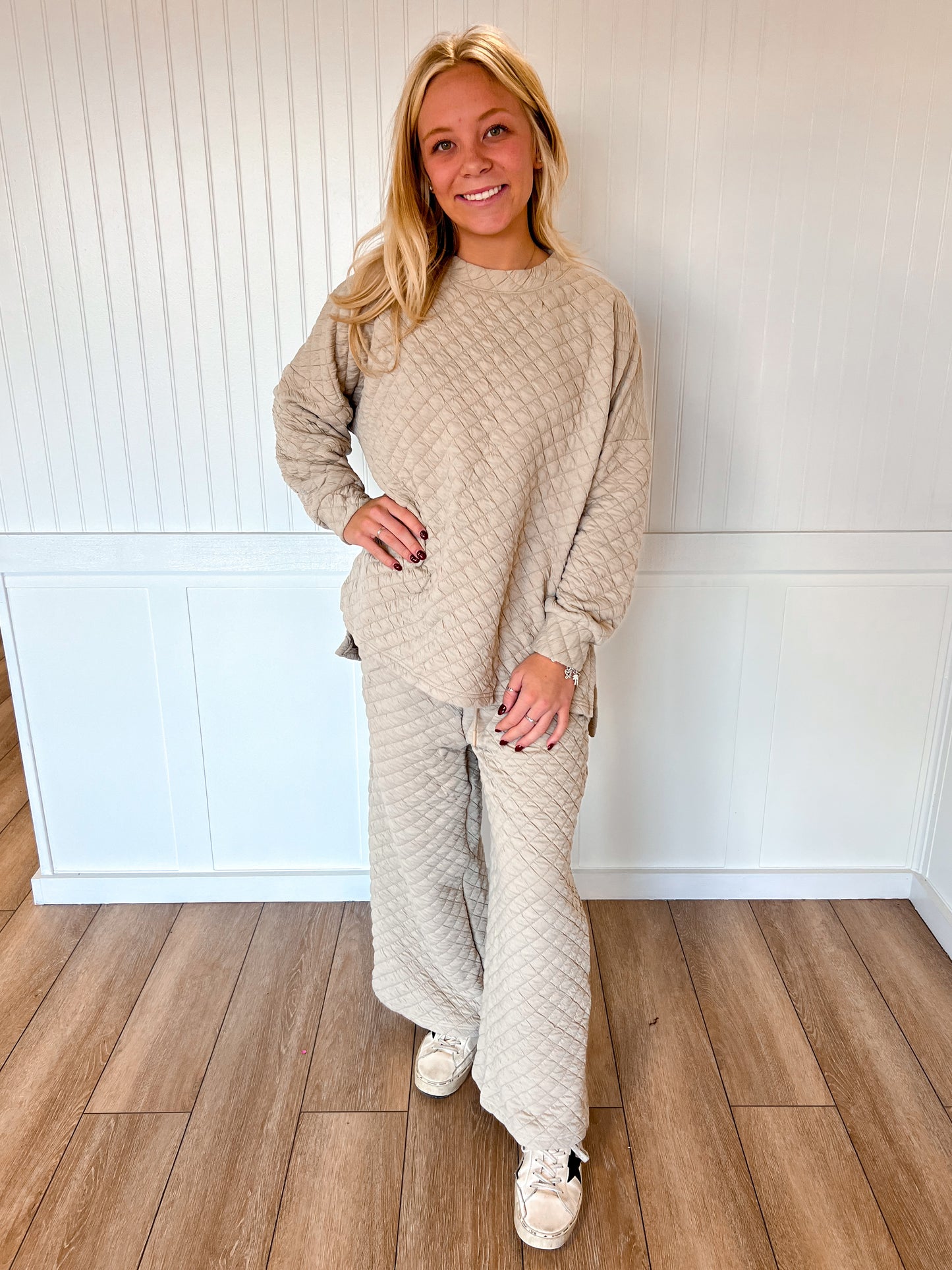 Karen Solid Warm Quilted Matching Set-BEESON RIVER-Medium-Taupe-The Twisted Chandelier