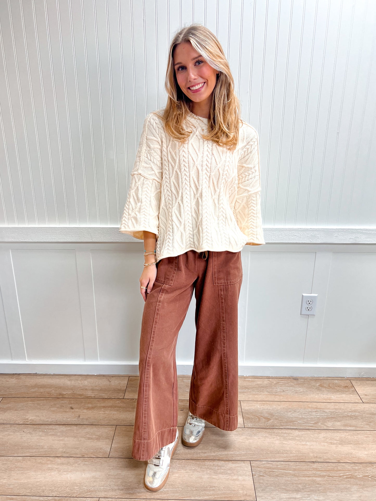 Harper Oversized Bell Sleeve Cable Knit Sweater-Bluivy-Tops Collection-The Twisted Chandelier