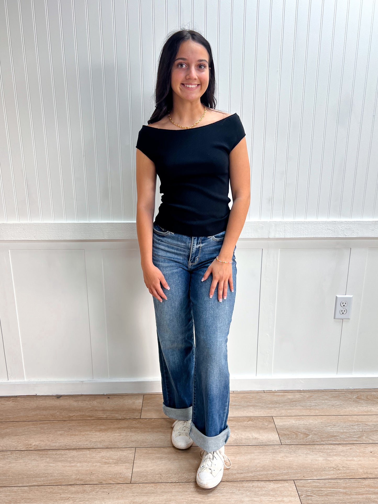 Aria Cap Sleeve Boat Neck Sweater Knit Top