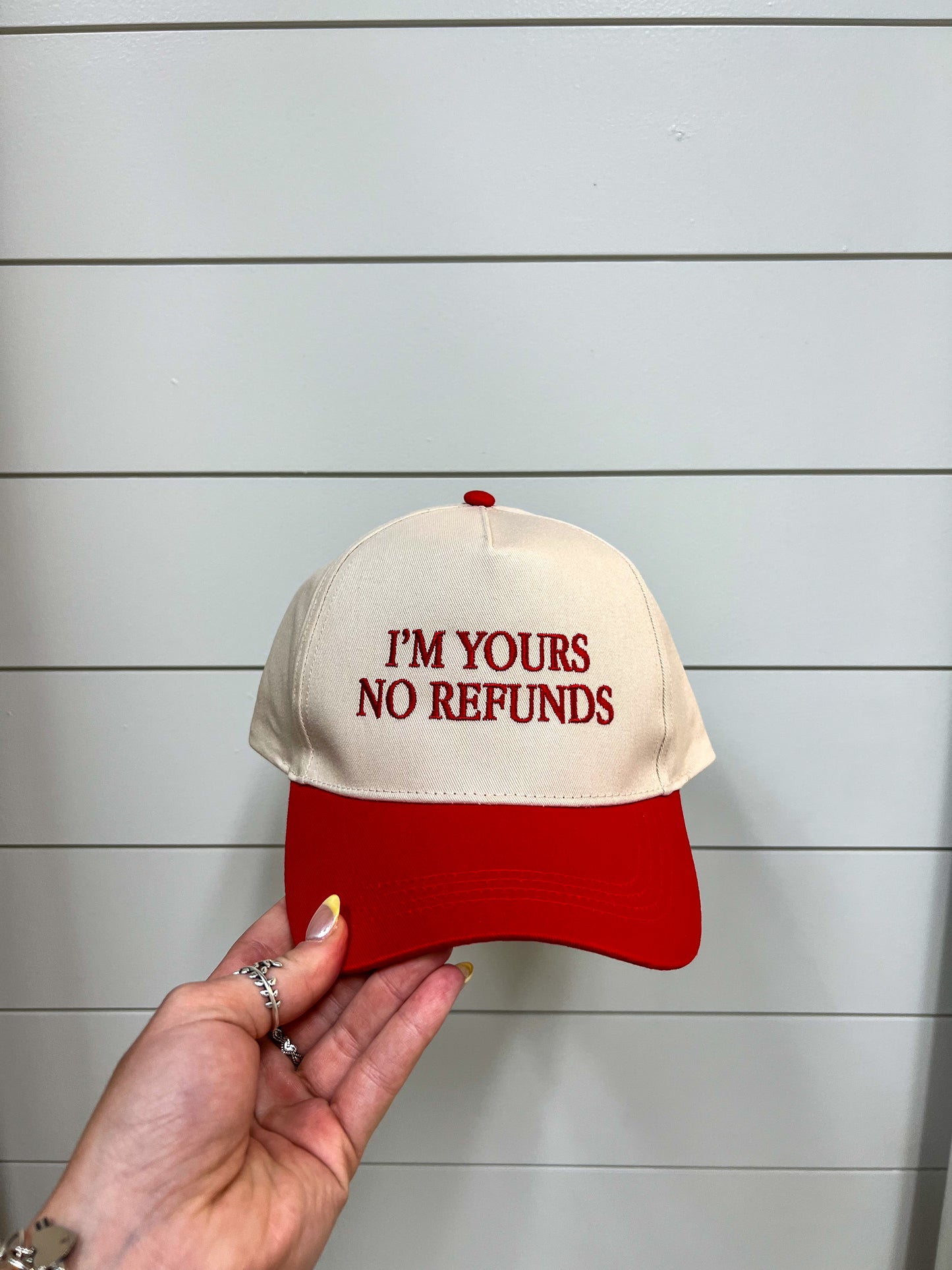 I'm Yours No Refunds Embroidery Cap-Fashion City-fd 08/08/25-The Twisted Chandelier