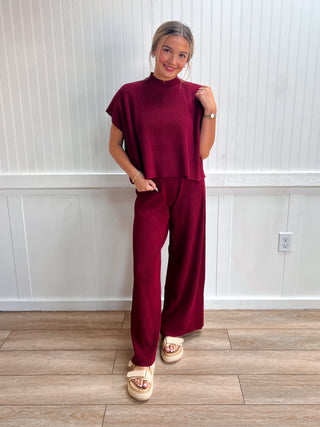 Nora Viscose Sweater Short Sleeve Top & Pants Set-Outfit Sets-Zenana-FD 09/01/26,NewArrival-The Twisted Chandelier