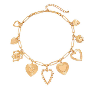 Charm Necklace Multi Bold Heart Charm Necklace-Necklace-JOSSLYN by wall to wall-40NK9583-The Twisted Chandelier