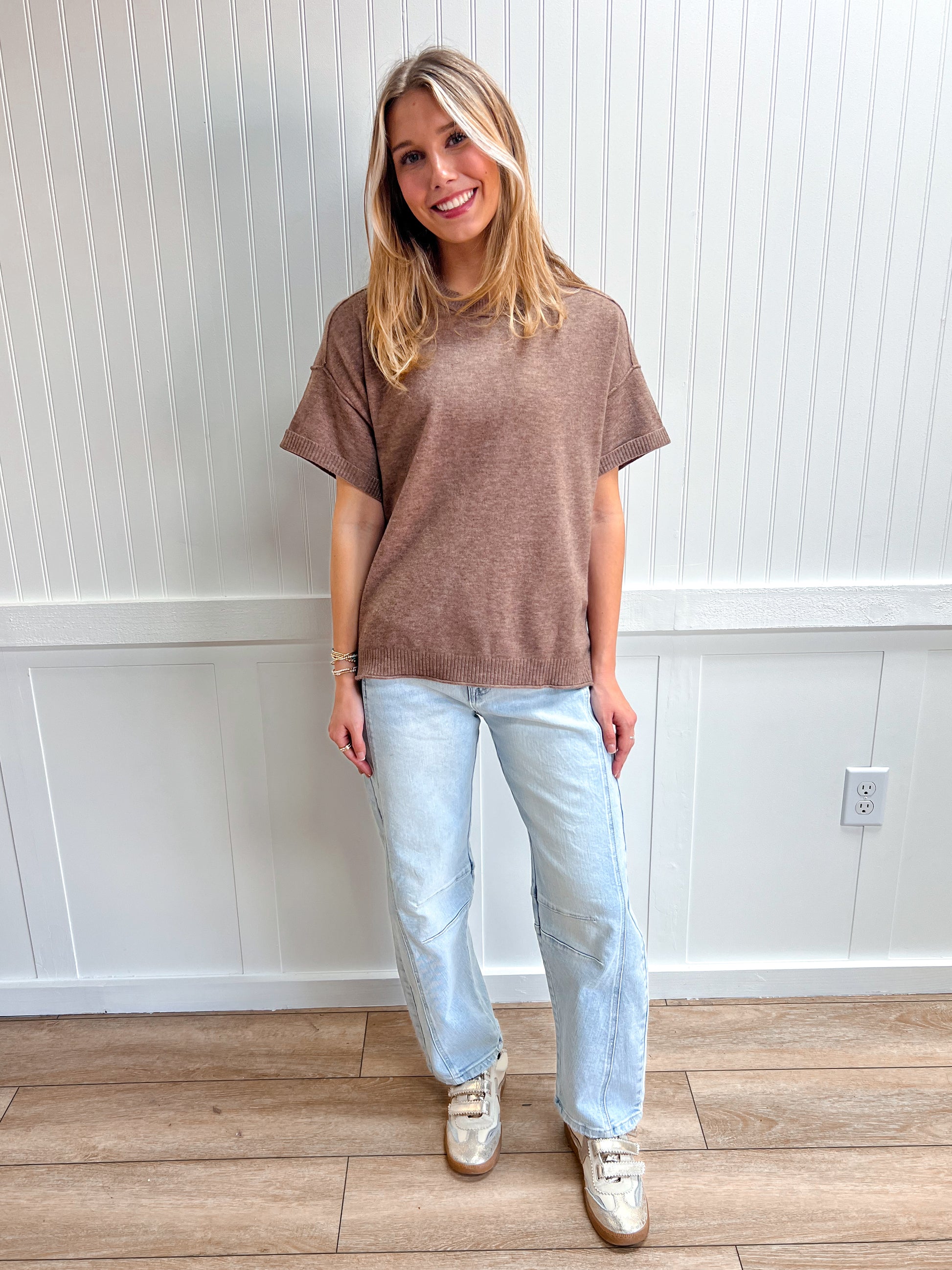 Jules Crew Neck Knit T-Shirt-Bluivy-Tops Collection-The Twisted Chandelier