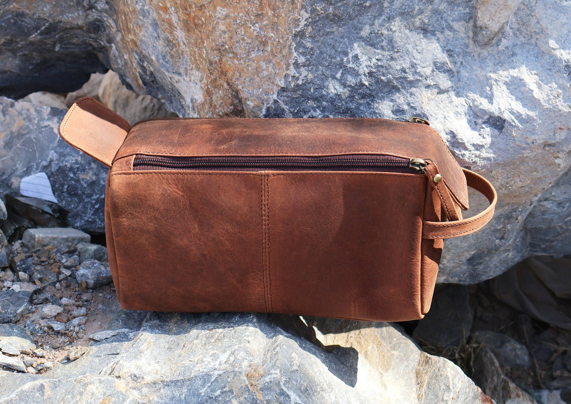 Buffalo Leather Toiletry Bag – Dopp Kit for Shaving & Travel-Billion Brothers-Men's-The Twisted Chandelier