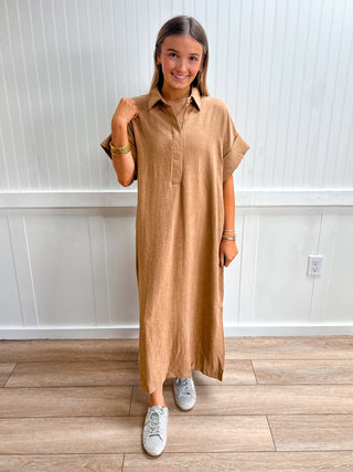 Caroline Solid Short Sleeve Midi Dress-Dress-ENTRO-DJR,Fall Favorites,FD 10/12/26,NewArrival-The Twisted Chandelier