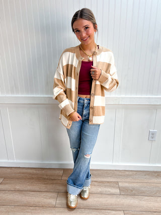 Willa Oversized Stripe Button Front Sweater Cardigan-Top-Sewn and Seen-Fall Favorites,FD 09/29/26,NewArrival,Tops Collection-The Twisted Chandelier