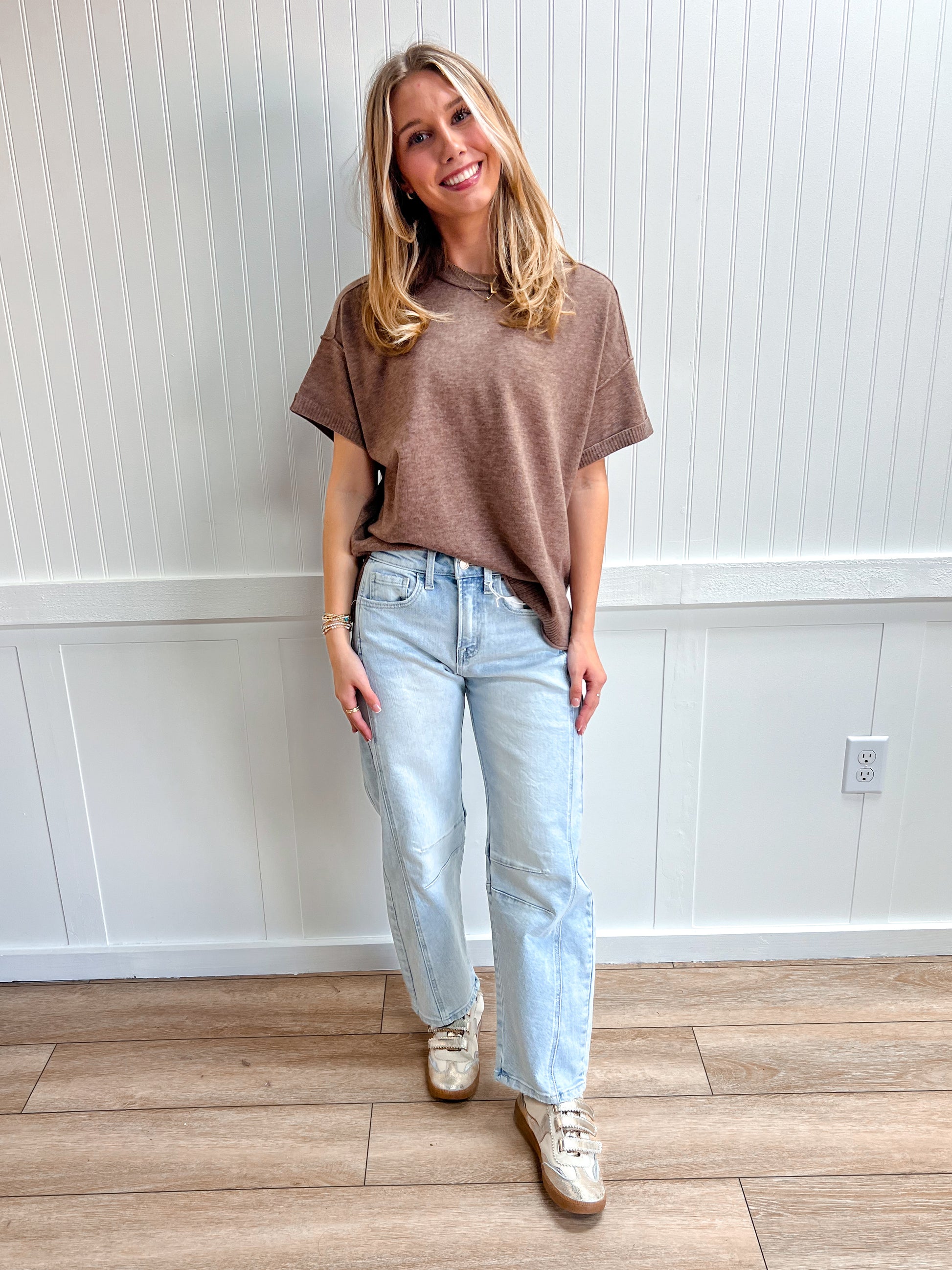 Jules Crew Neck Knit T-Shirt-Bluivy-Tops Collection-The Twisted Chandelier