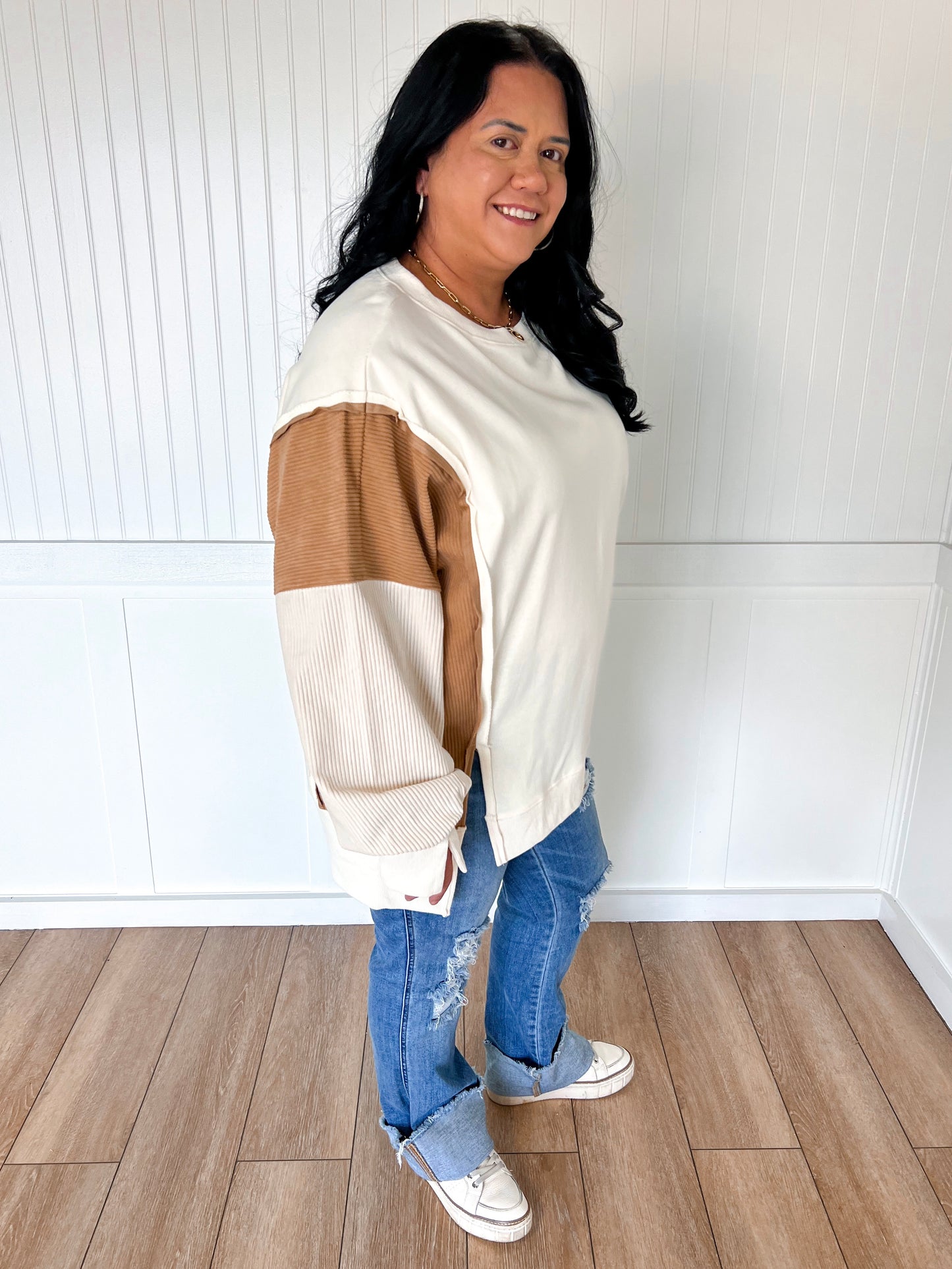 Tate Color Block Oversized Pullover - Plus-Oddi-FD 10/28/25,OGP 57.50,Tops Collection-The Twisted Chandelier