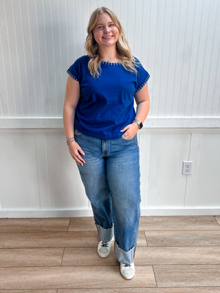 Brenna Stitch Detail Oversized Top-Top-Zenana-FD 07/31/26,Tops Collection-The Twisted Chandelier