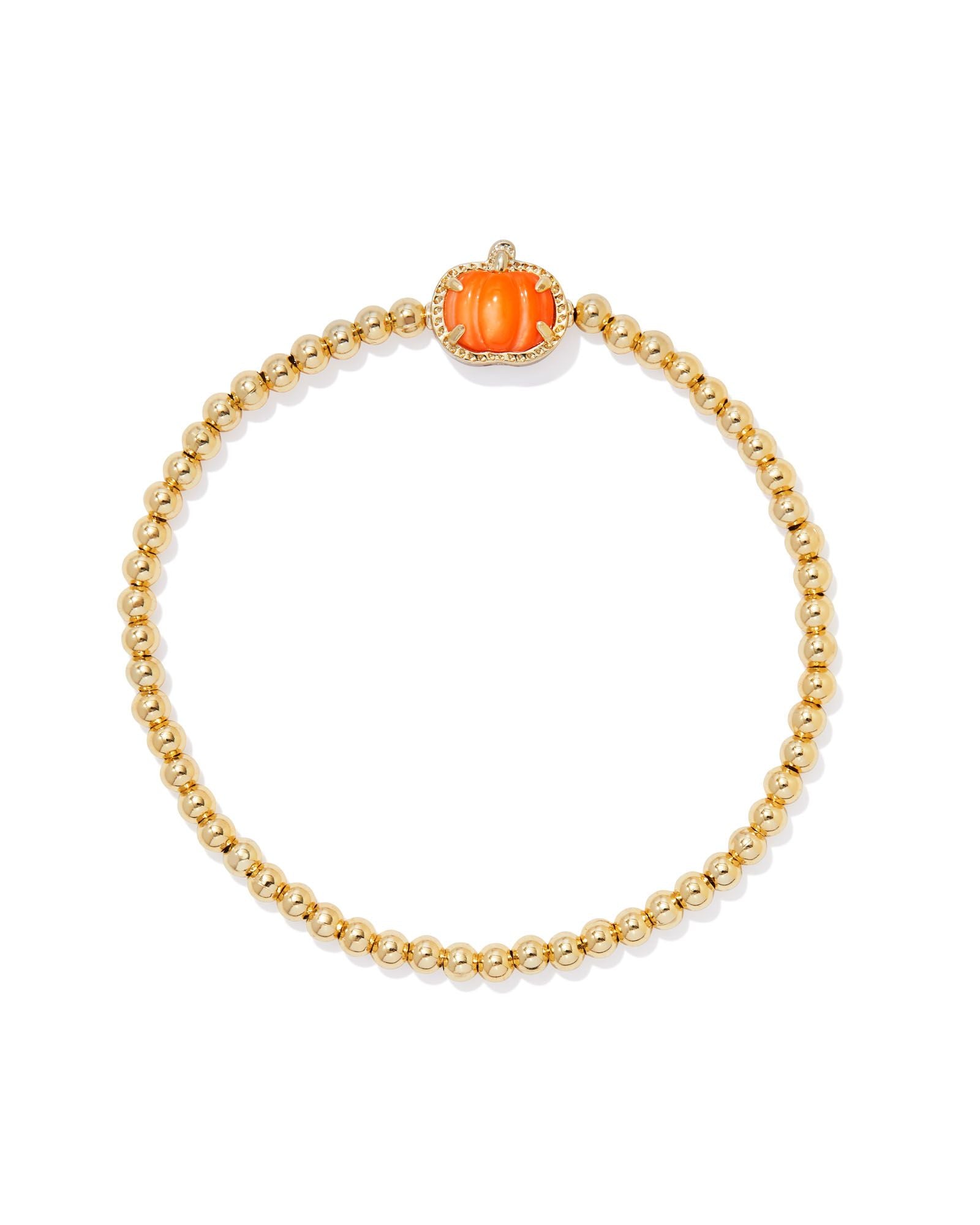 Kendra Scott Pumpkin Stretch Bracelet Gold Orange Mother of Pearl-Bracelets-Kendra Scott-B00225GLD, CR 09/05/24, FD 09/10/24-The Twisted Chandelier