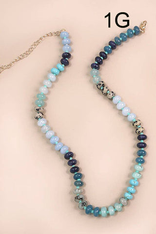 Natural Agate Glass Semi Precious Bead Necklace-Necklace-JOSSLYN by wall to wall-80N896-The Twisted Chandelier