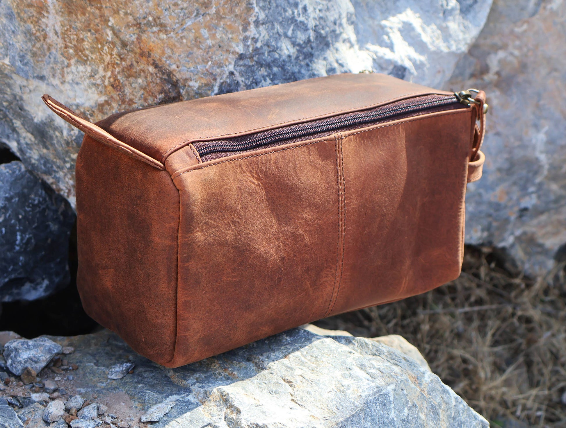 Buffalo Leather Toiletry Bag – Dopp Kit for Shaving & Travel-Billion Brothers-Men's-The Twisted Chandelier