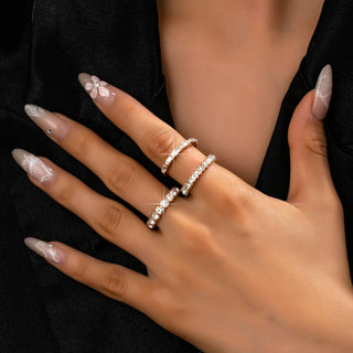 Gold-Tone Triple Crystal Stacking Ring Set-JOSSLYN by wall to wall-80R176-The Twisted Chandelier