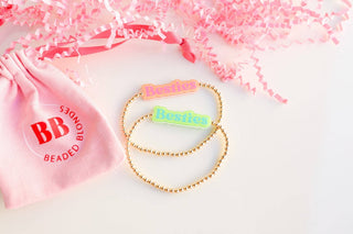Bestie BB Bead Bracelet in Green/Blue (Kids Size)-Beaded Blondes-The Twisted Chandelier