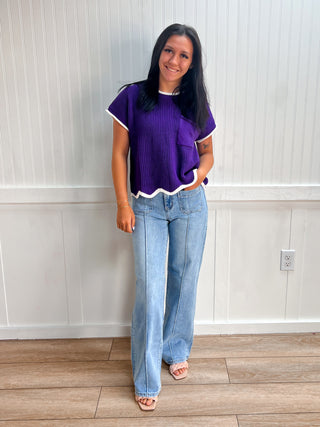 Corrine High Rise Patch Pocket Pintuck Wide Leg Jeans-Pants-Lovervet by VERVET-bottoms,LV2406-The Twisted Chandelier