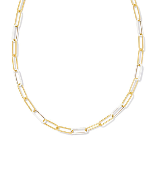 Kendra Scott Ainsley Convertible Chain Necklace Gold White Enamel-Necklaces-Kendra Scott-CR 07/31/24, FD 07/31/24, gameday, N00718GLD-The Twisted Chandelier