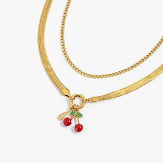 18K Gold PVD Herringbone Charm Holder Necklace-Necklace-WJW-The Twisted Chandelier