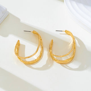 Gold-Tone Triple Layer Hoop Earrings-Earrings-JOSSLYN by wall to wall-80E62339-The Twisted Chandelier