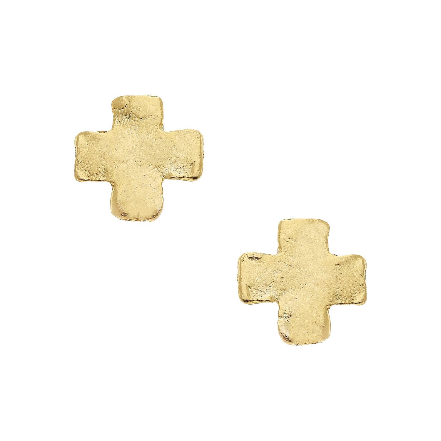 Susan Shaw Mini Gold Square Cross Stud Earrings-Susan Shaw-The Twisted Chandelier