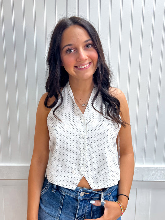 Margot Halter V-Neck Polka Dot Print Vest Top
