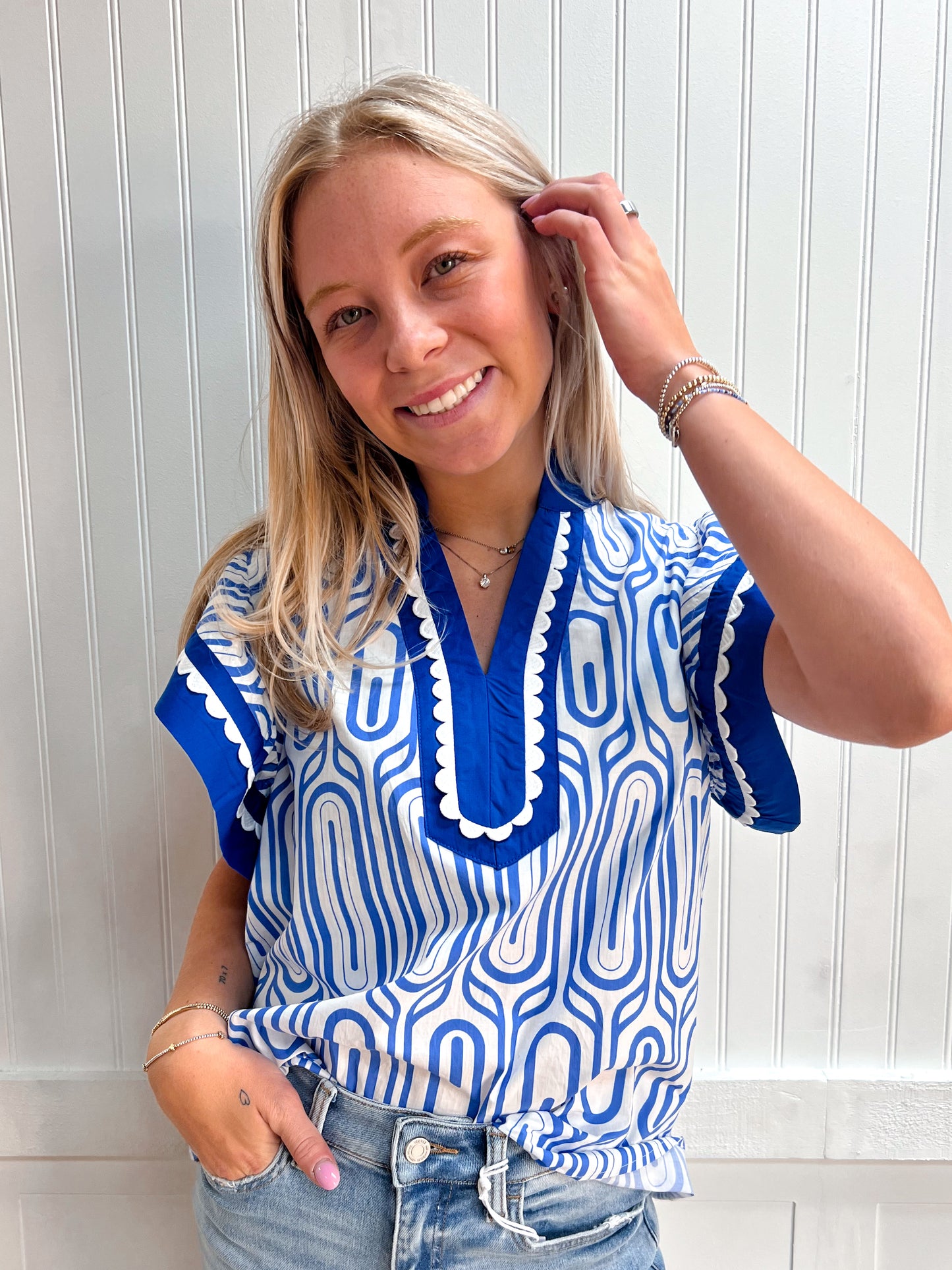 Lila Printed Flutter Sleeve Top-Shirts & Tops-ENTRO-FD 04/06/26,Tops Collection-The Twisted Chandelier