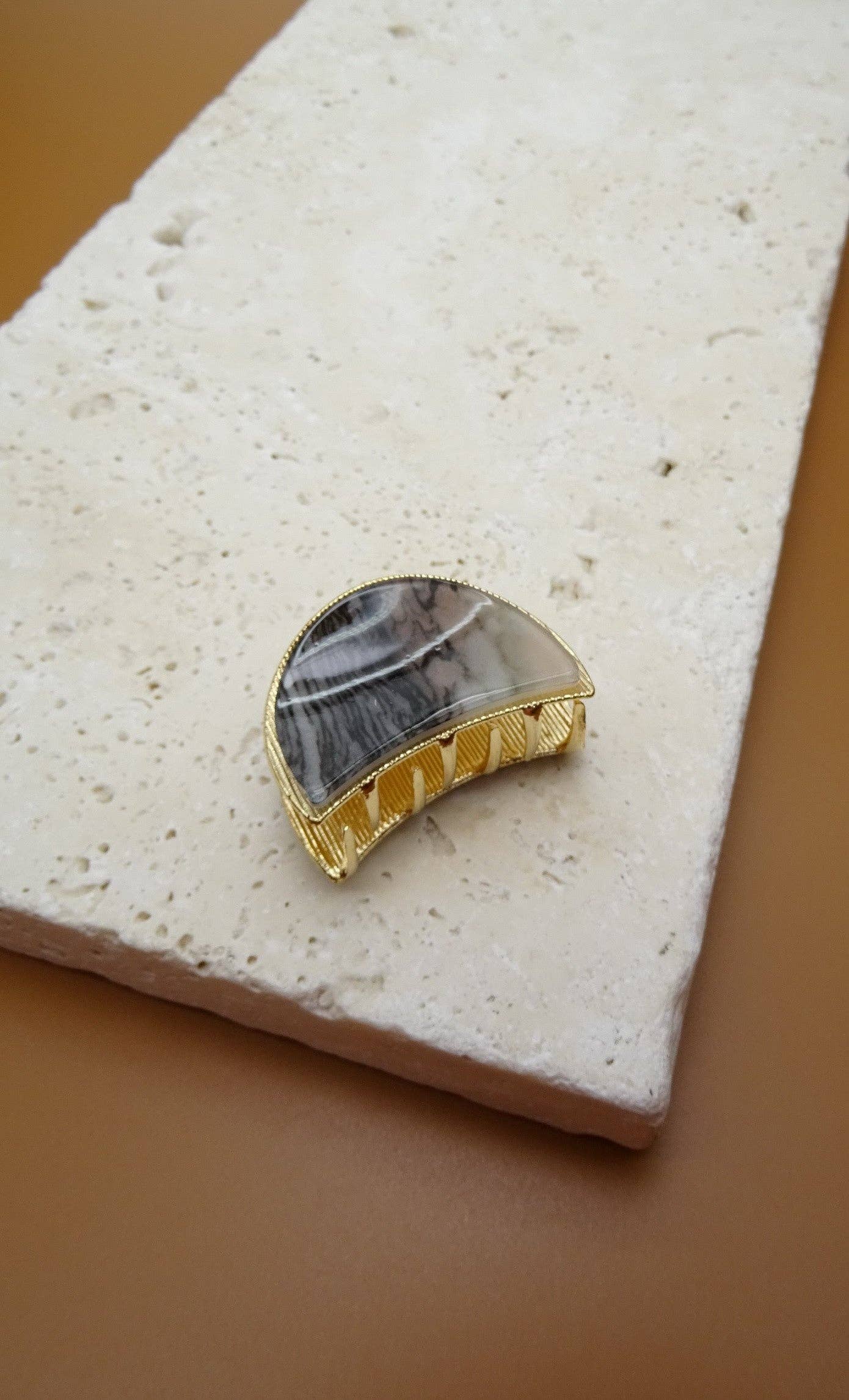 Half Moon Marble Hair Claw Clip-JOSSLYN by wall to wall-40H383-GREY-The Twisted Chandelier