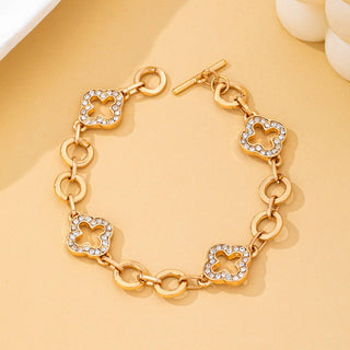 Pave Crystal Clover Link Bracelet With Toggle Clasp-Bracelet-JOSSLYN by wall to wall-80B1781-The Twisted Chandelier