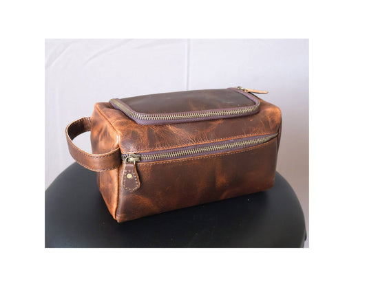Leather Toiletry Travel Kit Shaving Bag-Billion Brothers-Men's-The Twisted Chandelier