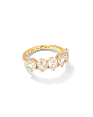 Kendra Scott Cailin Crystal Band Ring Gold Metal White Cz Size 7-Rings-Kendra Scott-R1313GLD-The Twisted Chandelier