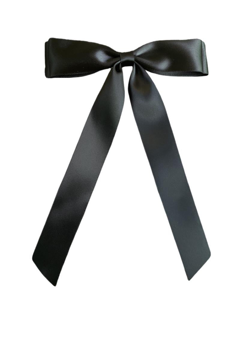 Satin Bow Hair Clip - Black-Hair Claws & Clips-Swan Madchen-Created - 01/15/24, FD JAN 24-The Twisted Chandelier