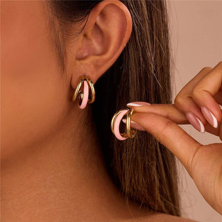 18K Stainless Steel Tarnish Free Enamel Hoop-Earrings-JOSSLYN by wall to wall-40E510-The Twisted Chandelier