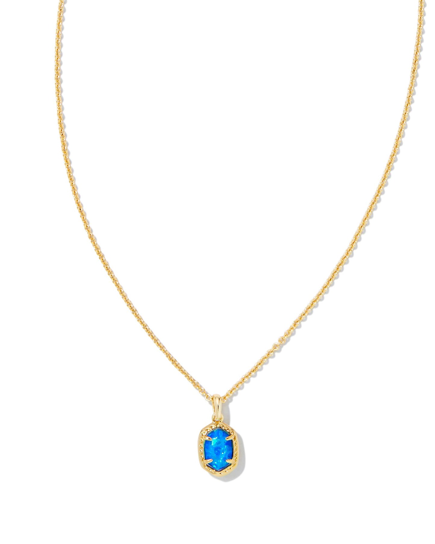 Kendra Scott Daphne Framed Short Pendant Necklace Gold Bright Blue Kyocera Opal-Necklaces-Kendra Scott-FD 05/20/24, N00599GLD-The Twisted Chandelier